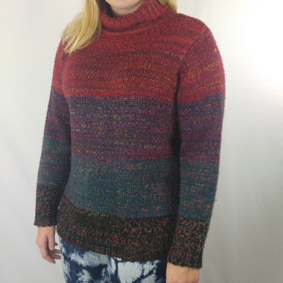 White Stag Sweaters - multicolor rainbow turtleneck sweater XL